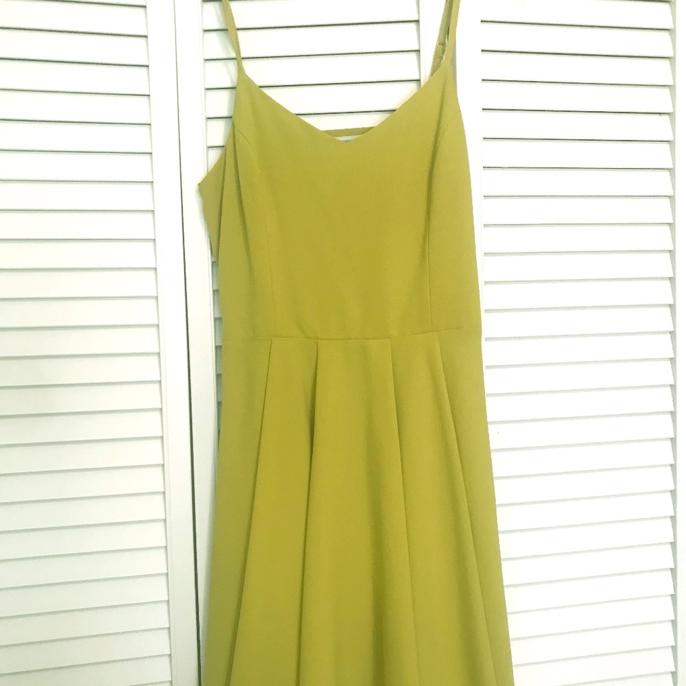 Lulu's Cutout Back Yellow Green Skater Dress